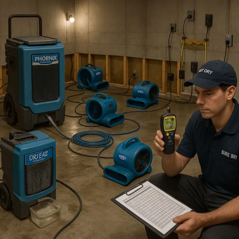 Structural Drying and Dehumidification process in Brentwood Estates, TN
